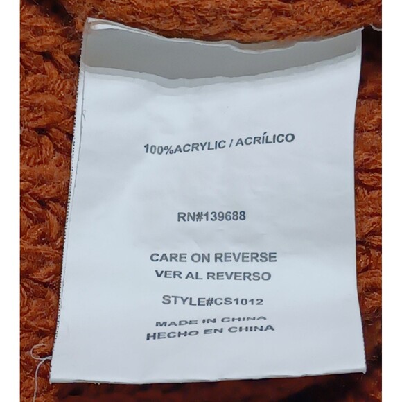 Coco Jaimeson Women's Cropped Copper Spice Frayed Trim Pullover Sweater Large - Picture 6 of 9